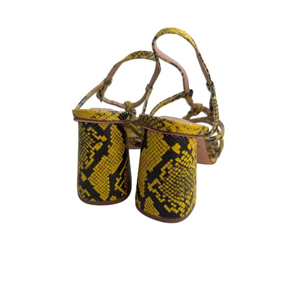 ANTONIO MELANI Yellow Snake Print Sandals Heels Size 7.5 NEW NWOB - Picture 6 of 7